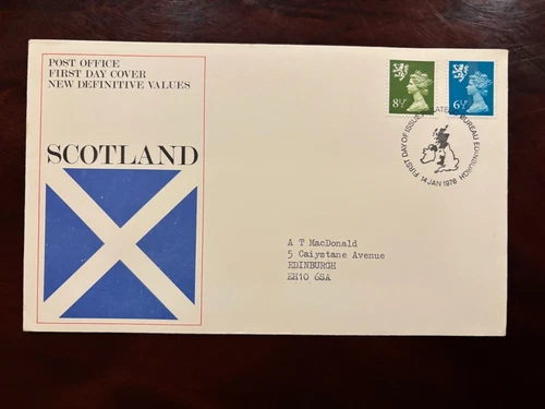 United Kingdom 1975 - Elizabeth II 6 1/2p, 8 1/2p FDC Scotland, Edinburgh, Phila