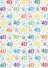 2 Sheets 40th Birthday Wrapping Paper 40 Giftwrap Unisex Multi White (PA-W68)