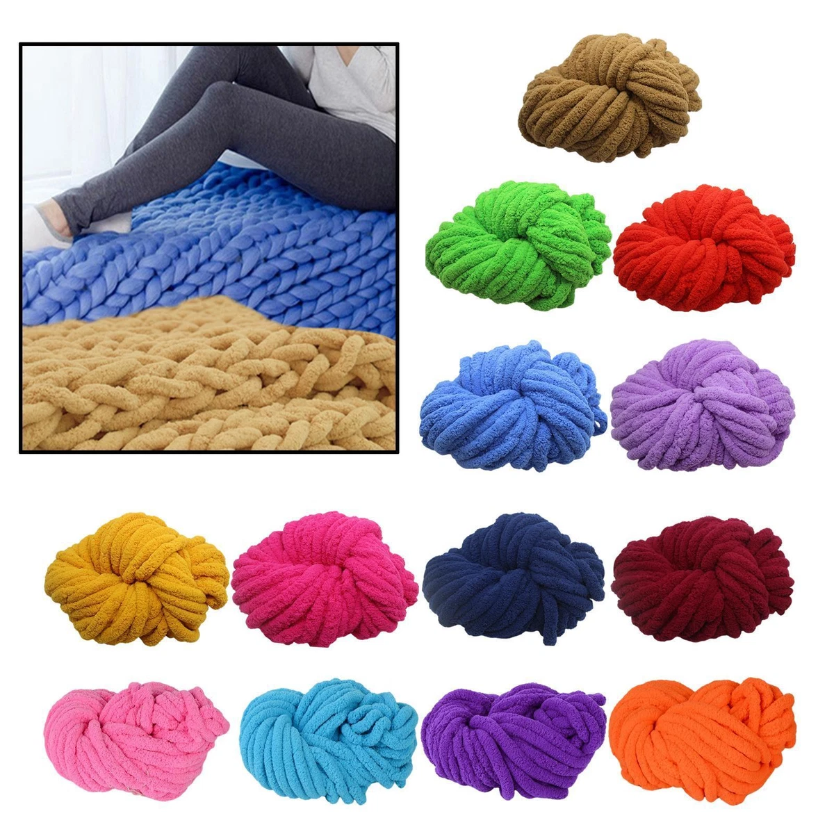 Chunky Chenille Yarn Plush Yarn Bulky Yarn for Knitting Blanket Bed