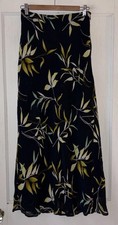Vintage 90s Y2K Long Rayon Skirt Black Floral Sz 6 Fairy Grunge Whimsigoth