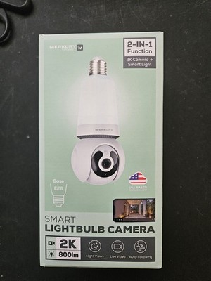 Merkury Smart 2K E26 Bulb Camera Pan/Tilt Indoor WiFi MI-CW107-199W