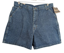 VTG 2003 Lee Shorts Womens 14 M Stonewash Denim Carpenter Relaxed Hammer Loop