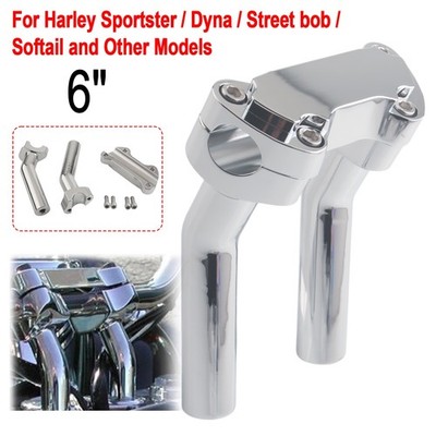 Chrome 6'' Pullback Handlebar Risers Clamp For Harley Dyna Softail '' Handlebar