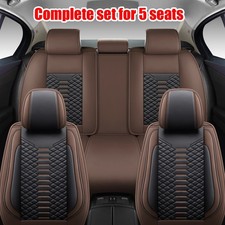 Full Set Leather Seat Covers 5-seats Protector Brown Pickup Truck Suv Universal Full Set Leather Seat Covers 5-seats Protector Brown Pickup Truck Suv Universal