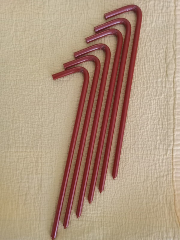 6 pcs 10" long X 5/16" Dia Red Metal Hook Versatile Stake 1018 Steel~1/4 lb each
