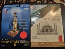 3D Puzzle Game Willis Tower (Sears Tower) 51 Pieces & CubicFun Taj Mahal Lot
