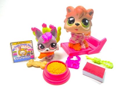 #ad Littlest Pet Shop Rare Timber Wolf #2141 with mini and accessories Authentic $40.00