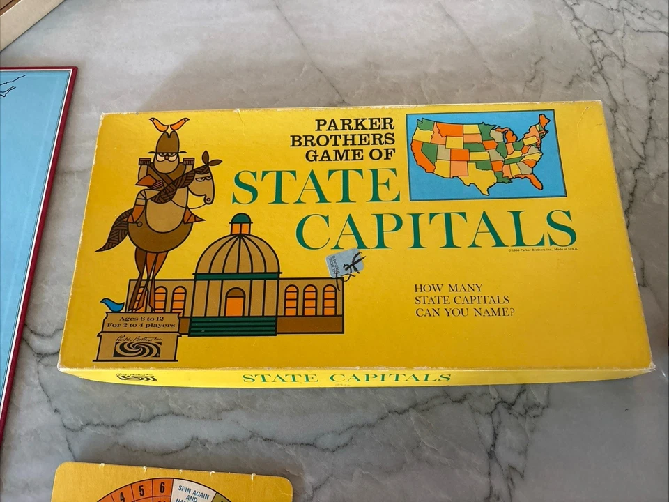1966 Game of State Capitals Board Game Vintage Parker Brothers USA Map - Image 2 of 2