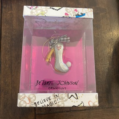 Betsey Johnson ''Believe in Magic'' High Heel Shoe Ornament New In Box Sparkle