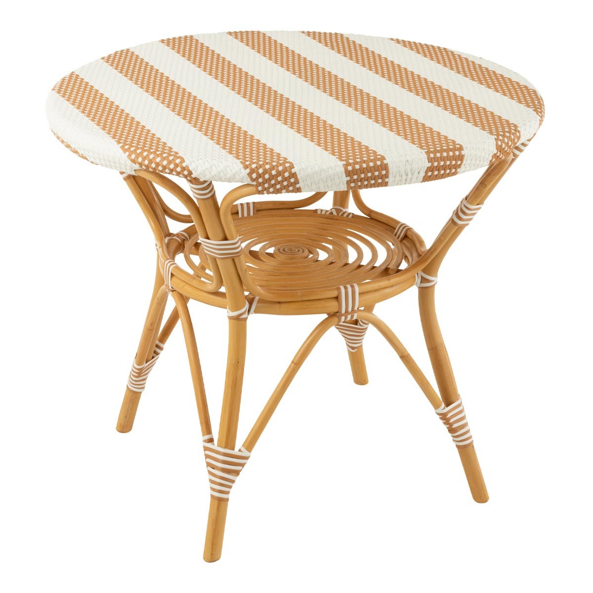 Table à manger en rotin Danial 90cm blanc pour petit espace