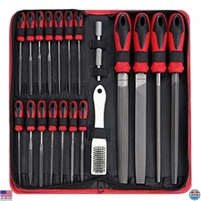 57Pcs Metal & Wood File Rasp Set, T12 Steel, Large & Needle Files, Emery Papers