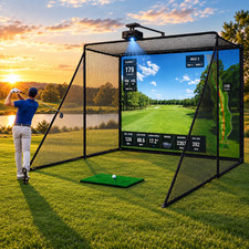 4K-Ready Golf Simulator Enclosure 10x8ft W/ Blackout Cage Side Nets for Practice