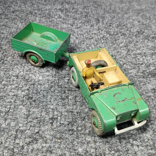 Vintage Dinky Toys Land Rover Trailer Driver Figure 340 341 England Diecast