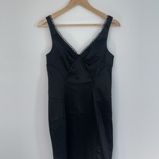 Vintage Dolce & Gabbana Black Satin Sculpted Midi Dress (size 8-10)