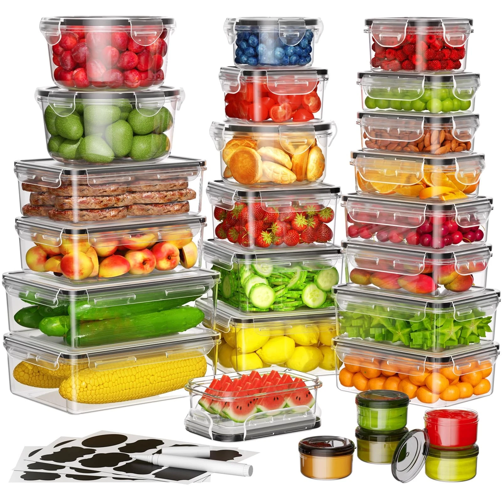 52 PCS Food Storage Containers with Lids Airtight (26 Containers & 26 Lids), ...