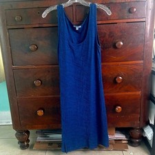 Horny Toad Royal Blue Textured Sleeveless Organic Cotton Blend Shift Dress Mediu