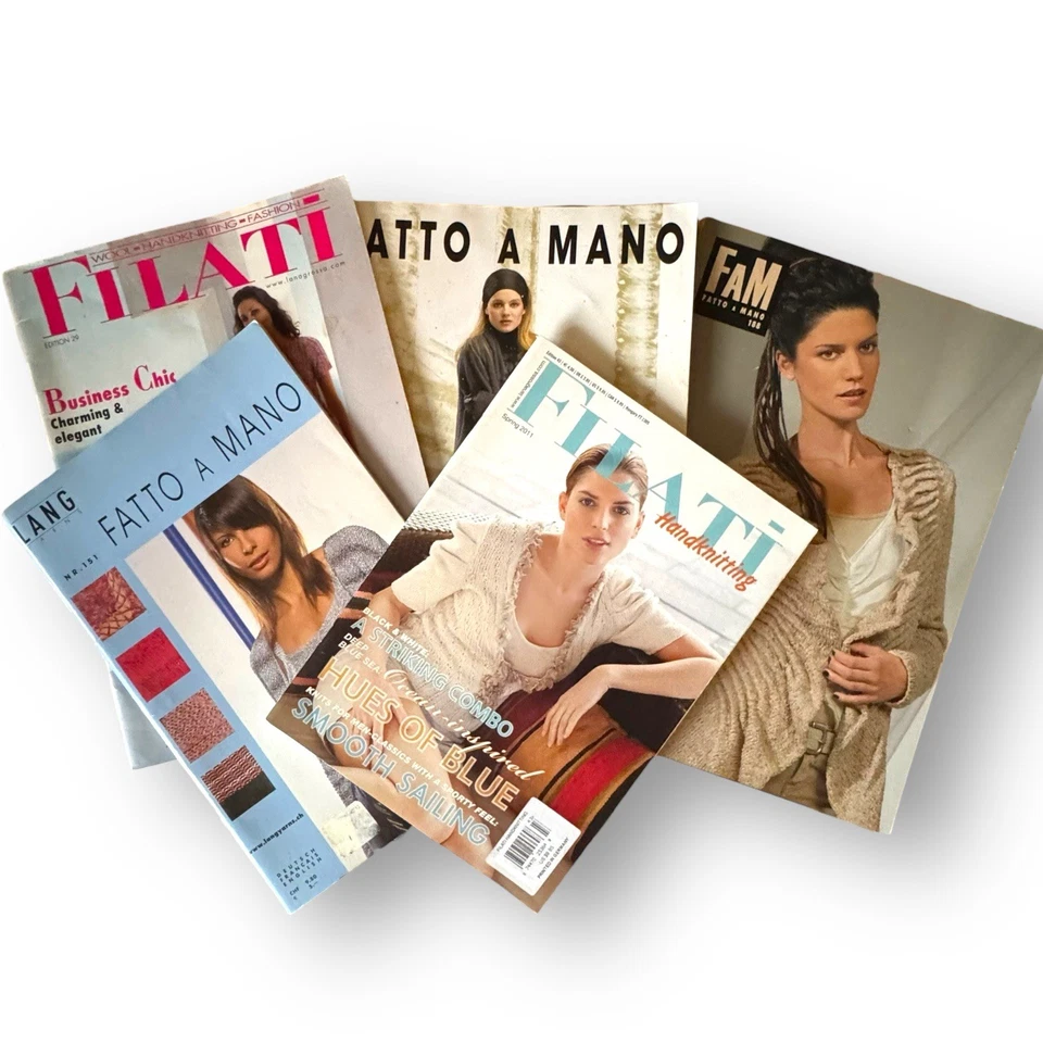 Lot of 5 Vintage Lang Yarns Fatto a Mano & Filati Knitting Pattern Magazines - Image 2 of 4