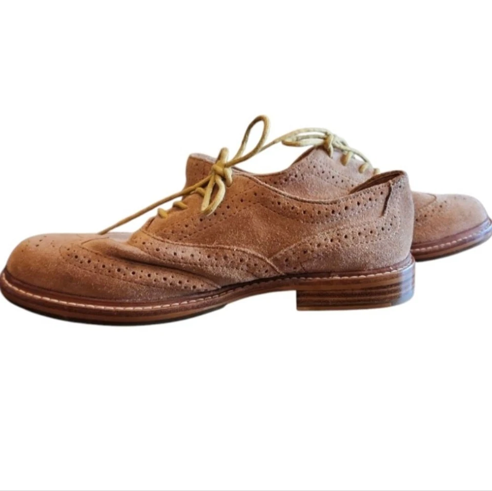 Fossil Brown Tan Suede Batey Boyfriend Brogue Detail Loafer Shoes Women SZ 8.5 - Image 2 of 4