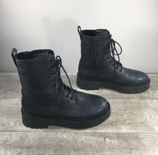 Women Thursday Quest Combat Platform Black Cloudy Leather Lace Up Boots Size 8.5