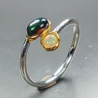 Jewelry ring Natural Black Opal Ring 925 Sterling Silver Size 7 /R470942