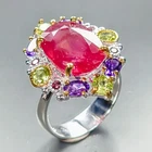 Handmade 10 ct Ruby Ring 925 Sterling Silver Size 7.5 /R463542