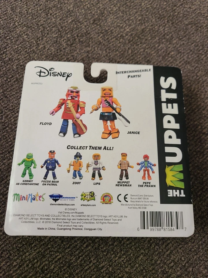 Figura de Floyd Pepper Janice Muppets banda de caos eléctrica Diamond Select Minimates Foto 2 de 4