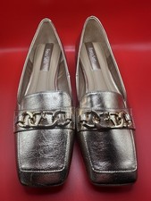 New Franco Sarto Tiari Slip-On Metallic Gold Chain Link Size 8M Comfort Flats