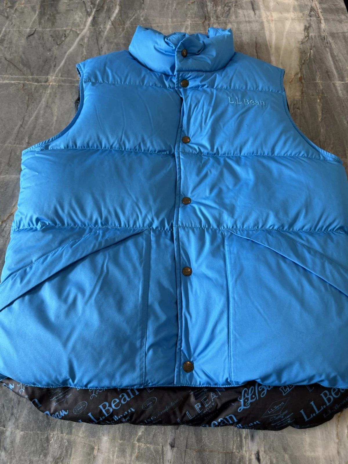 LL Bean Down Puffer 518306 Blue Downtek Vest ~ Men’s M ~ Women LG