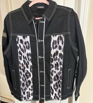 Pleasures Now Denim Jacket With Animal Print Panels, Front And Back. Med. PTP24
