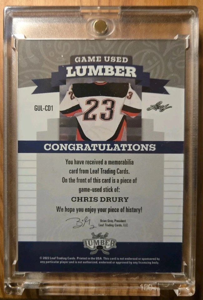 Chris Drury 2021-22 Leaf Game Used Lumber /30. Sabres Easton Stick Card. Relic - Image 2 of 2