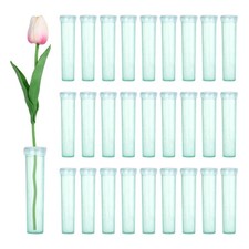 28 Pcs Floral Water Tubes, 3 Inch Clear Flower Tubes, Green