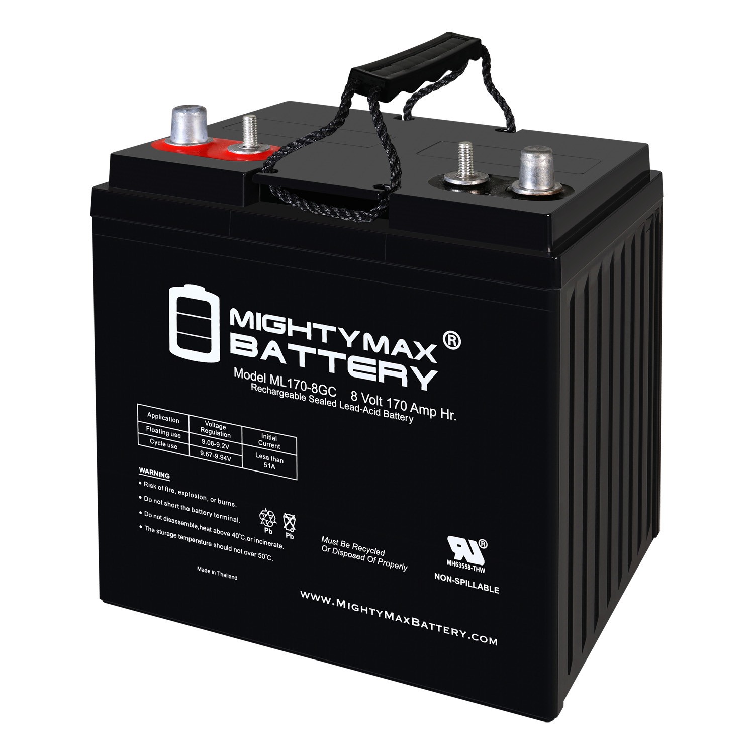 Mighty Max 8V 170Ah AGM Dual Terminal Battery Replaces AGM D