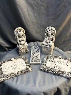 Dryad Design LOT,  Decorative Wiccan God/Goddess Statues & Crone, saying Plaques