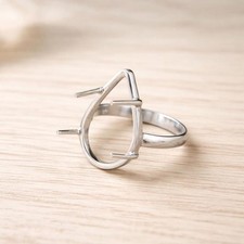 925 Sterling Silver Pear 8x10mm Prong Ring Setting Blank DIY Jewelry Supplies