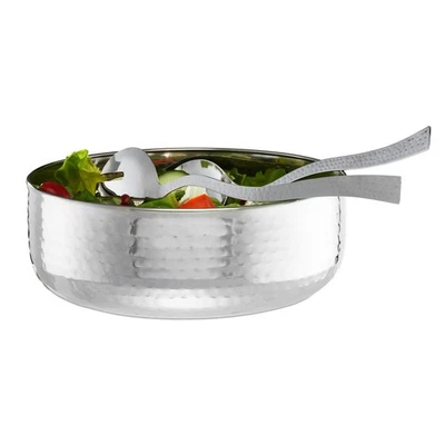 Salatschüssel set Edelstahl Servierschüssel Schüssel mit Besteck 4,5 L glänzend - Bild 1 von 4