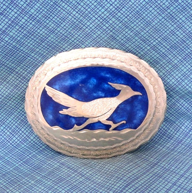 Пряжка для ремня Roadrunner немецкая серебряная юго-западная пустыня с автографом ремесленника .GMP406 - Изображение 2 из 4