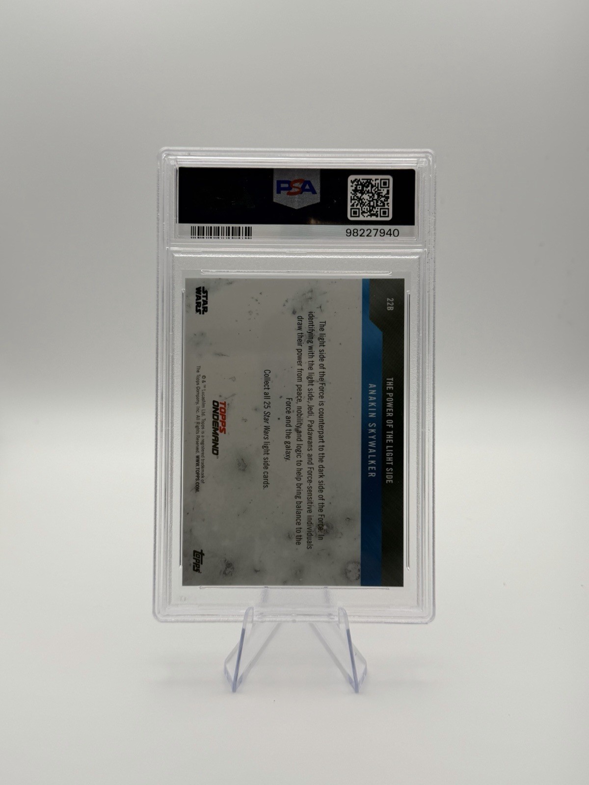 2019 Topps Star Wars Anakin Skywalker Power of the Light Side Purple PSA 9 /10 view 2
