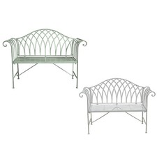 Garden Gear Wrought Iron Versailles 2 Seat Bench Green or White French Inspired