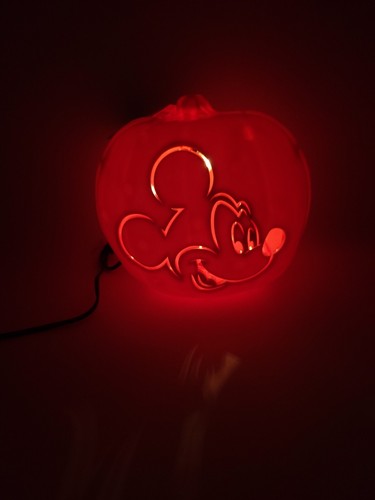 Disney Mickey Mouse Light Up Plastic Pumpkin Cut Out Profile Halloween Decor - Picture 2 of 9