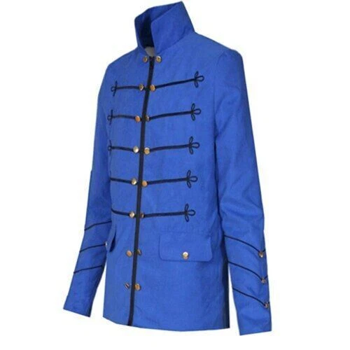 Men's Gothic Clothing Military Jacket Stand Collar Rock Coat Retro Punk Coat - Picture 9 of 23