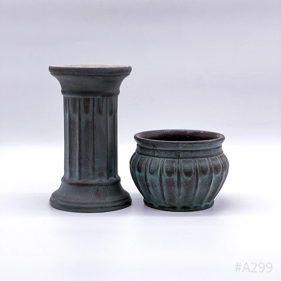 2er Set Vintage Vase & Blumen-Übertopf gemarkt 435/B Handarbeit | 2 Stück - Bild 3 von 4