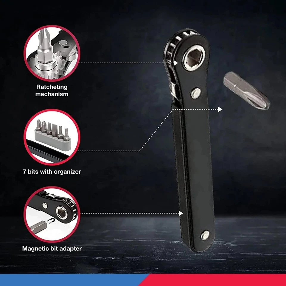 NEIKO 03044A 1/4-Inch Drive Mini Ratchet Screwdriver Set, 8 Pc, Cr-V Steel, Tigh - Image 3 of 4