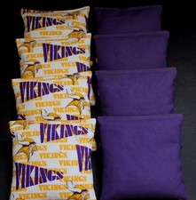 Rare MINNESOTA VIKINGS 8 Cornhole Bean Bags ACA Regulation NFL Quality Handmade