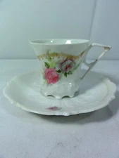 R. S. Germany - Rose Pattern - Tea Cup and Saucer