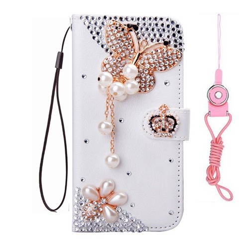 Wallet Bling Sparkly Phone Cases Diamonds Leather Flip Women Protective Covers - Picture 17 of 21