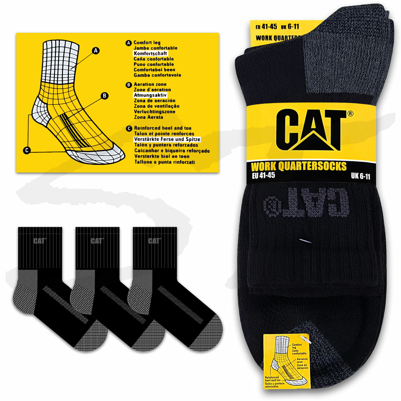 CAT CATERPILLAR Herren Arbeitssocken Work Sneaker Business Kurze