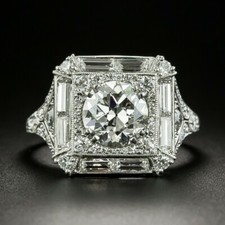 2Ct White Round Cut CZ Vintage Style Engagement Ring In 925 Sterling Silver