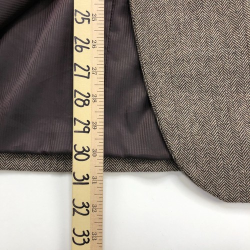 Tasso Elba LG 42-44 Elbow Patch Herringbone Wool Blend Sport Coat Jacket Brown - Picture 11 of 16