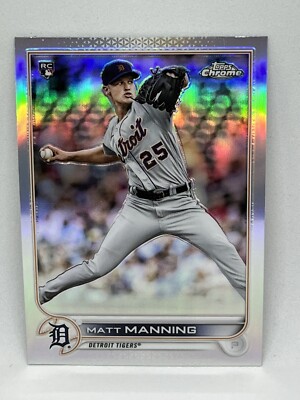 2022 TOPPS CHROME MATT MANNING REFRACTOR PARALLEL ROOKIE CARD #57 Tigers