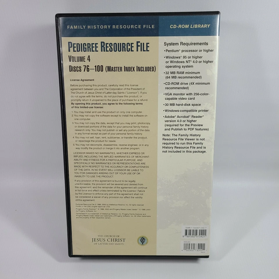 Pedigree Resource File Vol 4 Family Search Discs 76 - 100 Master Index Included - Image 2 of 4